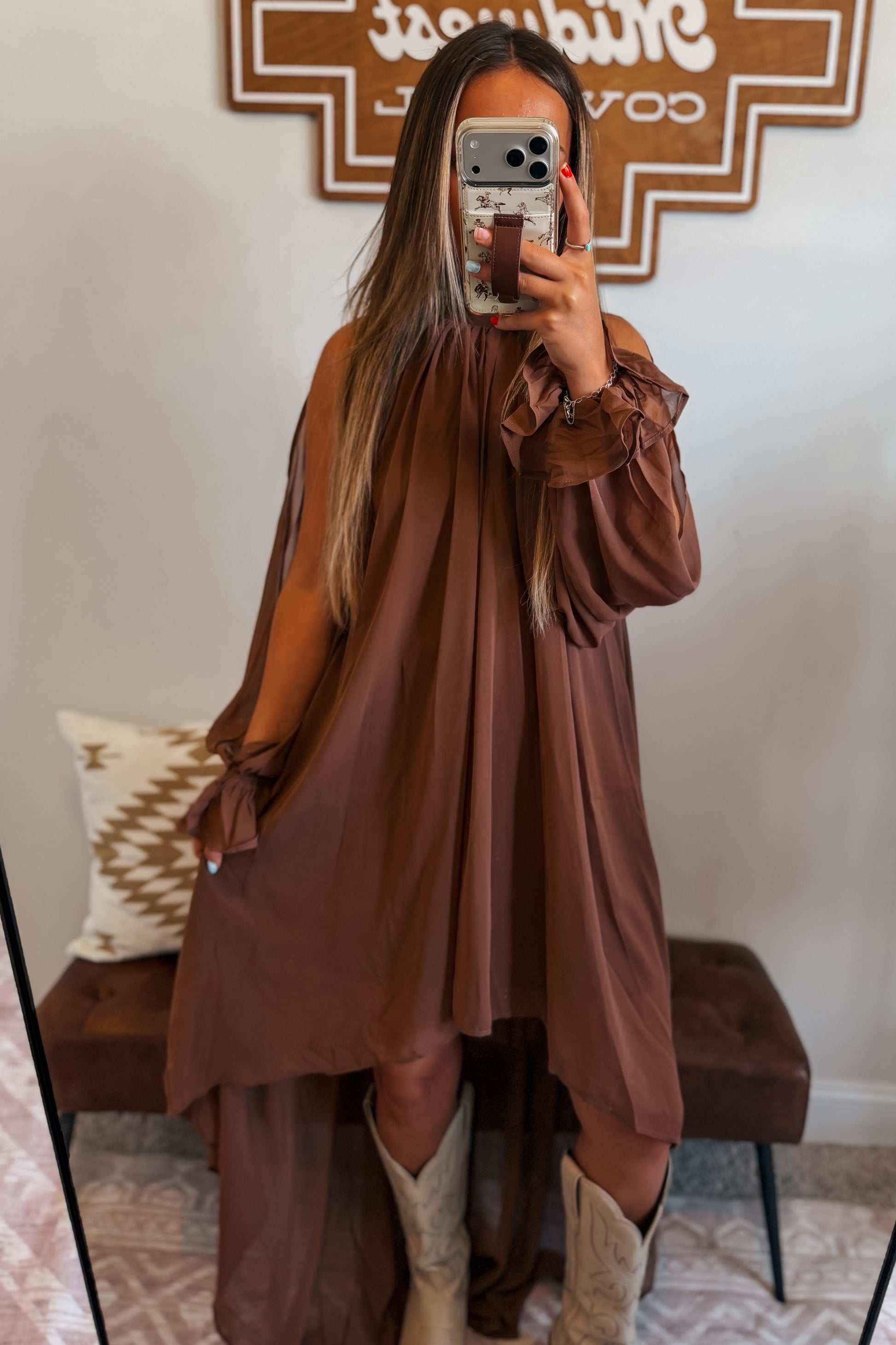 High-Low Halter Dress | Brown